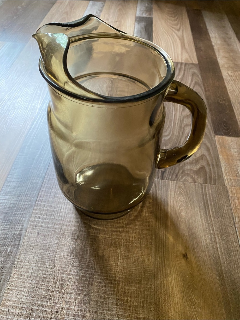 Source Unknown Smoky Amber Glass Pitcher with Handle